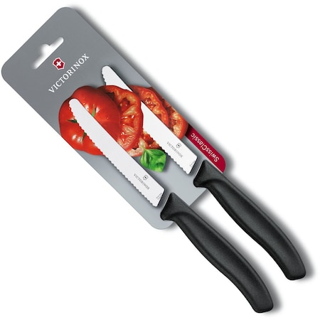 Swiss Army Brands 2024 Victorinox Kitchen Swiss Classic Utility - 2 Packs 4.5In Round, Serrated Blade Black Packaged VIC-6.7833.B
